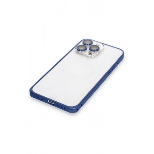 Joko iPhone 15 Pro Max Metal Bumper Mat Kapak - Lacivert Joko iPhone 15 Pro Max Metal Bumper Mat Kapak - Lacivert