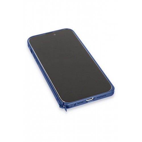 Joko iPhone 15 Pro Max Metal Bumper Mat Kapak - Lacivert Joko iPhone 15 Pro Max Metal Bumper Mat Kapak - Lacivert