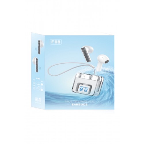 Karler Bass F08 Dijital Şarj Göstergeli TWS Bluetooth Kulaklık - Mavi Karler Bass F08 Dijital Şarj Göstergeli TWS Bluetooth Kulaklık - Mavi