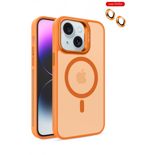 Joko iPhone 14 Kılıf Flet Lens Magsafe Kapak - Turuncu Joko iPhone 14 Kılıf Flet Lens Magsafe Kapak - Turuncu