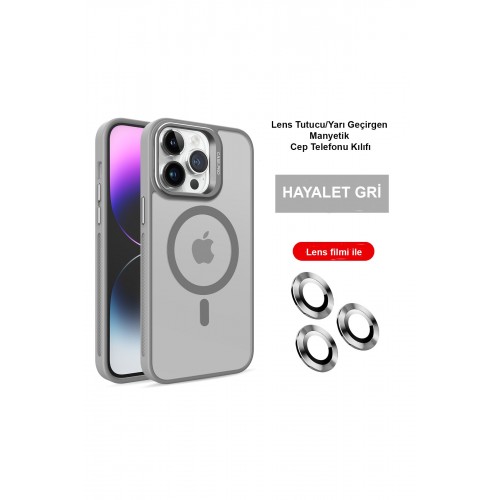 Joko iPhone 14 Pro Kılıf Flet Lens Magsafe Kapak - Gri