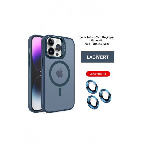 Joko iPhone 14 Pro Kılıf Flet Lens Magsafe Kapak - Lacivert