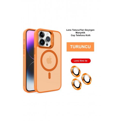 Joko iPhone 14 Pro Kılıf Flet Lens Magsafe Kapak - Turuncu Joko iPhone 14 Pro Kılıf Flet Lens Magsafe Kapak - Turuncu