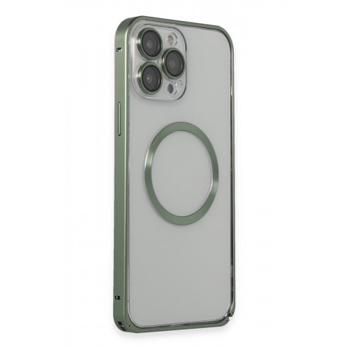 Joko iPhone 13 Pro Max Metal Bumper Magneticsafe Kapak - Yeşil Joko iPhone 13 Pro Max Metal Bumper Magneticsafe Kapak - Yeşil