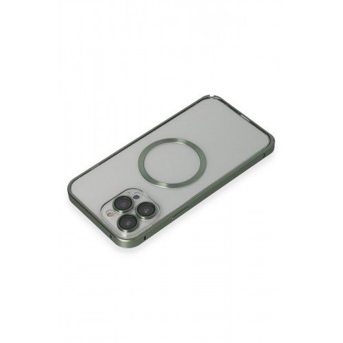 Joko iPhone 13 Pro Max Metal Bumper Magneticsafe Kapak - Yeşil Joko iPhone 13 Pro Max Metal Bumper Magneticsafe Kapak - Yeşil