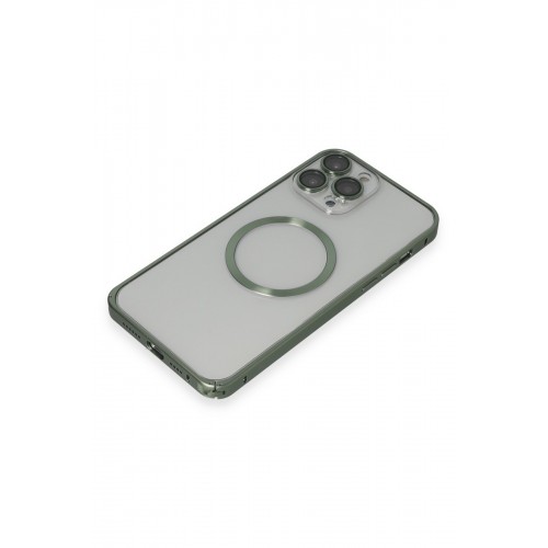 Joko iPhone 13 Pro Max Metal Bumper Magneticsafe Kapak - Yeşil Joko iPhone 13 Pro Max Metal Bumper Magneticsafe Kapak - Yeşil