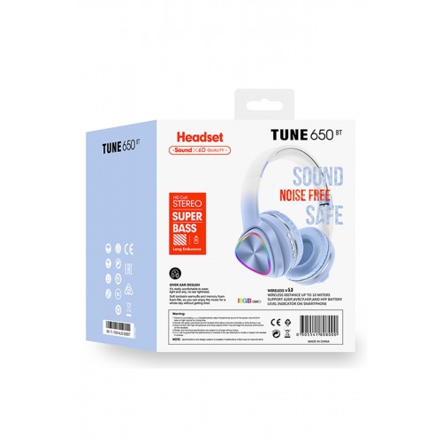 Karler Bass Tune 650 BT RGB Kablosuz Kafaüstü Kulaklık - Mavi Karler Bass Tune 650 BT RGB Kablosuz Kafaüstü Kulaklık - Mavi