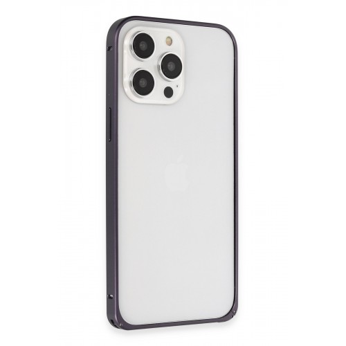 Joko iPhone 13 Pro Max Kılıf Metal Bumper Magneticsafe Kapak - Derin Mor Joko iPhone 13 Pro Max Kılıf Metal Bumper Magneticsafe Kapak - Derin Mor