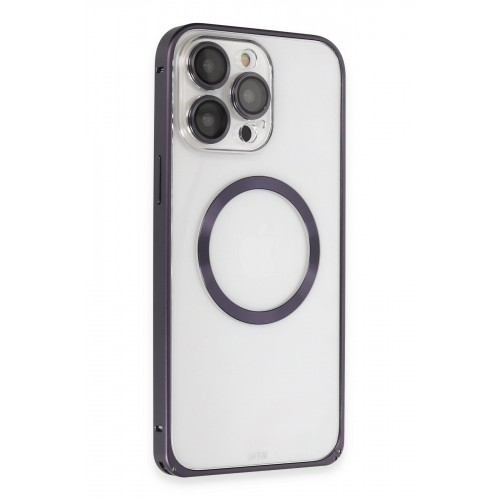Joko iPhone 14 Pro Kılıf Metal Bumper Magneticsafe Kapak - Derin Mor Joko iPhone 14 Pro Kılıf Metal Bumper Magneticsafe Kapak - Derin Mor