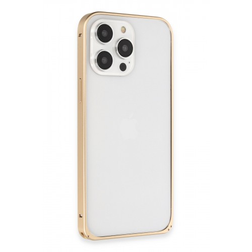 Joko iPhone 14 Pro Kılıf Metal Bumper Magneticsafe Kapak - Gold Joko iPhone 14 Pro Kılıf Metal Bumper Magneticsafe Kapak - Gold