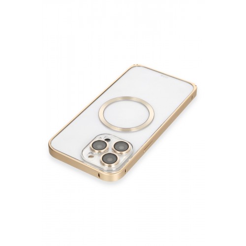 Joko iPhone 14 Pro Kılıf Metal Bumper Magneticsafe Kapak - Gold Joko iPhone 14 Pro Kılıf Metal Bumper Magneticsafe Kapak - Gold