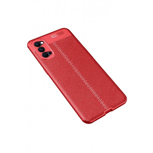 Newface Oppo Reno 4 Kılıf Focus Derili Silikon - Kırmızı Newface Oppo Reno 4 Kılıf Focus Derili Silikon - Kırmızı