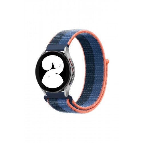 Newface Samsung Galaxy Watch 5 Hasırlı Cırtcırtlı Kordon - Siyah-Mavi
