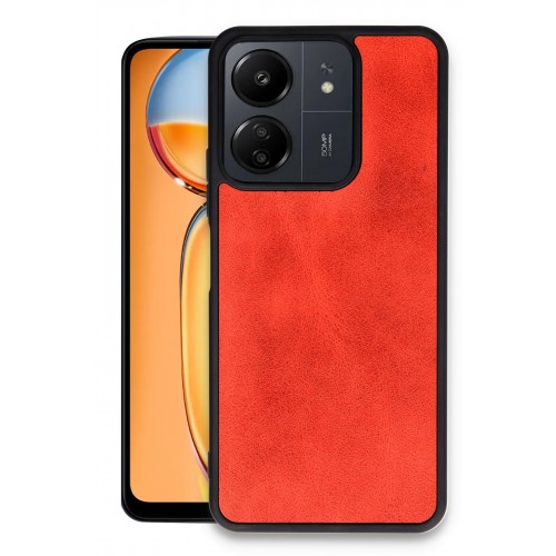 Newface Xiaomi Poco C65 Kılıf Aras Deri Kapak - Kırmızı