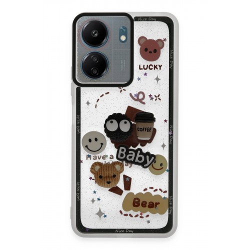 Newface Xiaomi Poco C65 Kılıf Sweet Desenli Silikon Kapak - Sarı