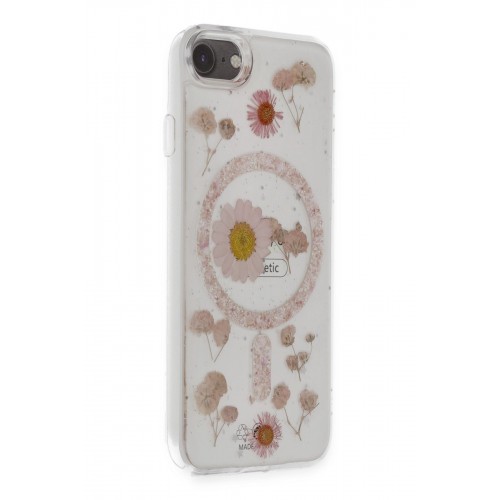 Newface iPhone SE 2020 Kılıf Daisy Simli Magsafe Kapak - Pembe
