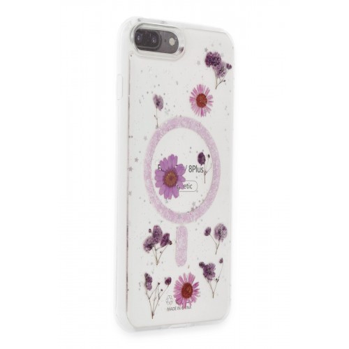 Newface iPhone 8 Plus Kılıf Daisy Simli Magsafe Kapak - Pembe