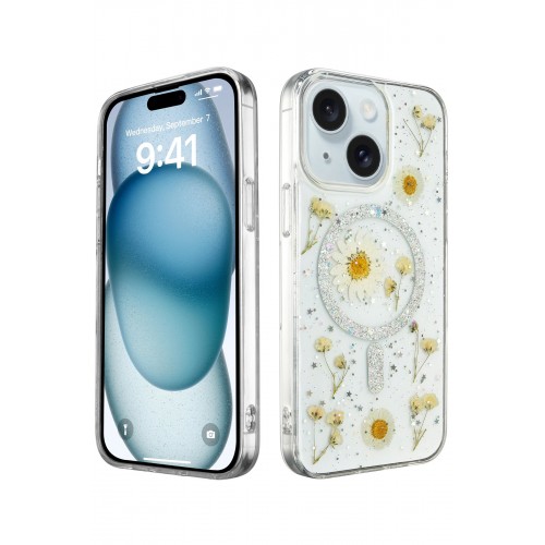 Newface iPhone 14 Kılıf Daisy Simli Magsafe Kapak - Gümüş Newface iPhone 14 Kılıf Daisy Simli Magsafe Kapak - Gümüş