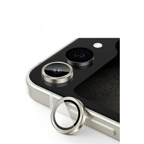 Newface Samsung Galaxy Z Flip 5 Valdez Metal Kamera Lens - Krem Newface Samsung Galaxy Z Flip 5 Valdez Metal Kamera Lens - Krem