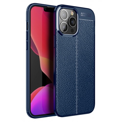Newface iPhone 15 Pro Kılıf Focus Derili Silikon - Lacivert