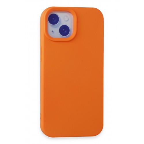 Newface iPhone 15 Plus Kılıf Nano içi Kadife Silikon - Turuncu