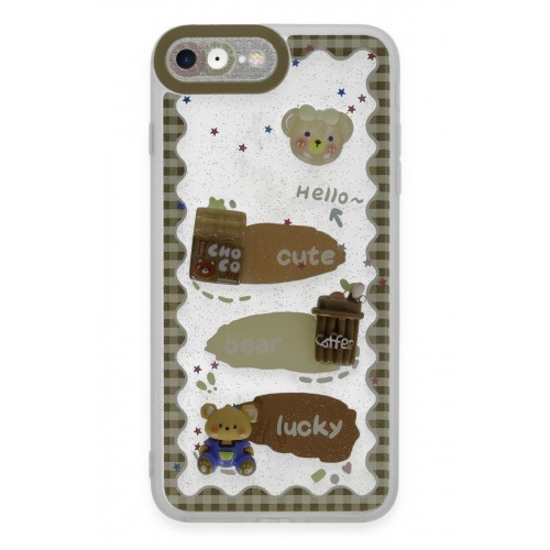 Newface iPhone 7 Kılıf Sweet Desenli Silikon Kapak - Şeffaf