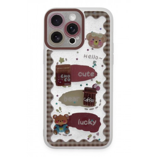 Newface iPhone 14 Pro Kılıf Sweet Desenli Silikon Kapak - Şeffaf
