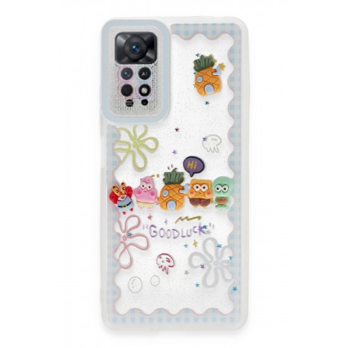 Newface Xiaomi Redmi Note 11 Kılıf Sweet Desenli Silikon Kapak - Açık Mavi