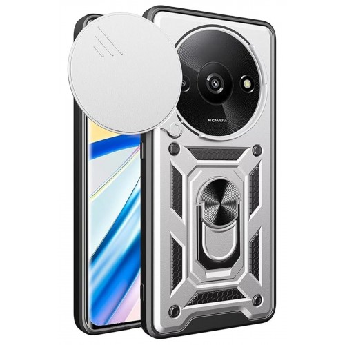 Newface Xiaomi Redmi A3 4G Kılıf Pars Lens Yüzüklü Silikon - Gümüş Newface Xiaomi Redmi A3 4G Kılıf Pars Lens Yüzüklü Silikon - Gümüş