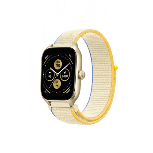 Newface GT4 46mm 22mm Hasırlı Cırtcırtlı Kordon - Sarı-Beyaz
