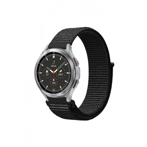 Newface GT4 46mm 22mm Hasırlı Cırtcırtlı Kordon - Siyah-Mavi