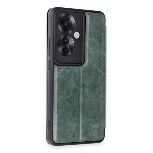 Newface Oppo Reno 11F Kılıf Flip Cover - Koyu Yeşil Newface Oppo Reno 11F Kılıf Flip Cover - Koyu Yeşil