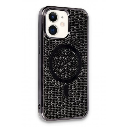 Newface iPhone 11 Kılıf Diamond Magsafe Kapak - Siyah