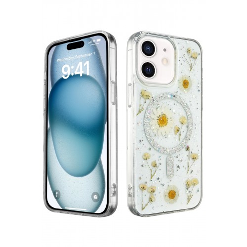 Newface iPhone 12 Kılıf Daisy Simli Magsafe Kapak - Gümüş Newface iPhone 12 Kılıf Daisy Simli Magsafe Kapak - Gümüş