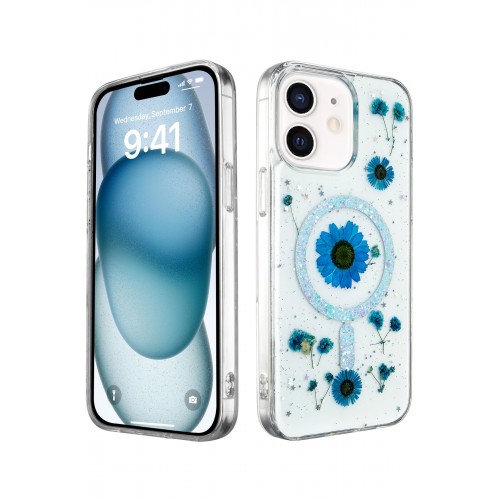 Newface iPhone 12 Kılıf Daisy Simli Magsafe Kapak - Mavi Newface iPhone 12 Kılıf Daisy Simli Magsafe Kapak - Mavi