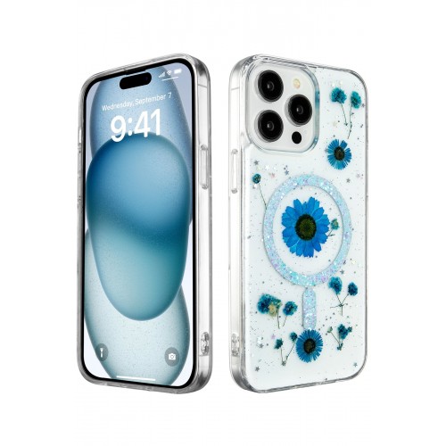 Newface iPhone 14 Pro Max Kılıf Daisy Simli Magsafe Kapak - Mavi Newface iPhone 14 Pro Max Kılıf Daisy Simli Magsafe Kapak - Mavi