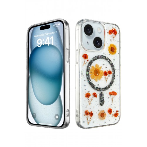 Newface iPhone 15 Kılıf Daisy Simli Magsafe Kapak - Siyah Newface iPhone 15 Kılıf Daisy Simli Magsafe Kapak - Siyah