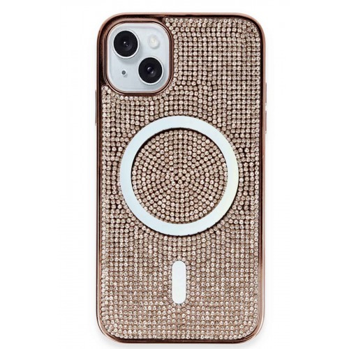 Newface iPhone 15 Kılıf Diamond Magsafe Kapak - Pembe Newface iPhone 15 Kılıf Diamond Magsafe Kapak - Pembe