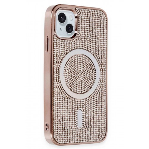 Newface iPhone 15 Kılıf Diamond Magsafe Kapak - Pembe Newface iPhone 15 Kılıf Diamond Magsafe Kapak - Pembe