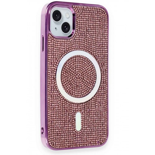 Newface iPhone 15 Kılıf Diamond Magsafe Kapak - Derin Mor Newface iPhone 15 Kılıf Diamond Magsafe Kapak - Derin Mor