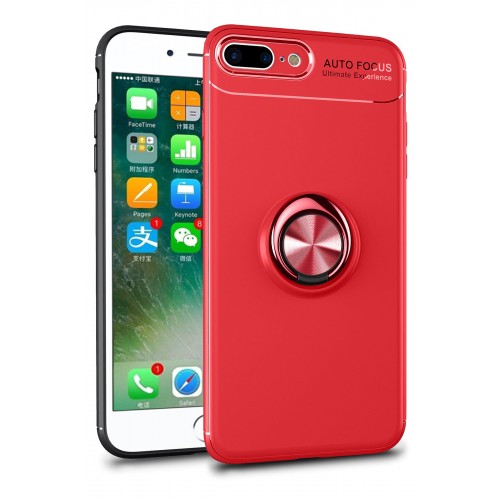 Newface iPhone 8 Plus Kılıf Range Yüzüklü Silikon - Kırmızı