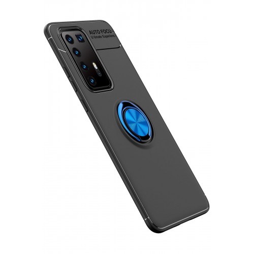 Newface Huawei P40 Pro Kılıf Range Yüzüklü Silikon - Siyah-Mavi Newface Huawei P40 Pro Kılıf Range Yüzüklü Silikon - Siyah-Mavi