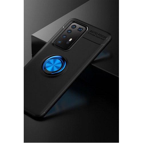 Newface Huawei P40 Pro Kılıf Range Yüzüklü Silikon - Siyah-Mavi Newface Huawei P40 Pro Kılıf Range Yüzüklü Silikon - Siyah-Mavi