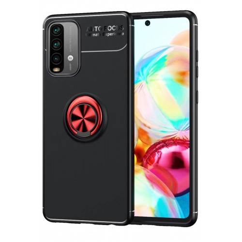 Newface Xiaomi Pocophone M3 Kılıf Range Yüzüklü Silikon - Siyah-Kırmızı