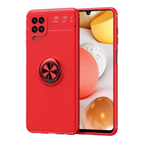 Newface Samsung Galaxy M12 Kılıf Range Yüzüklü Silikon - Kırmızı