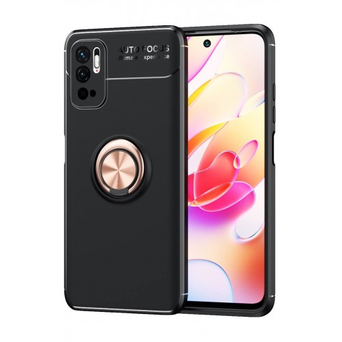 Newface Xiaomi Redmi Note 11 SE Kılıf Range Yüzüklü Silikon - Siyah-Gold