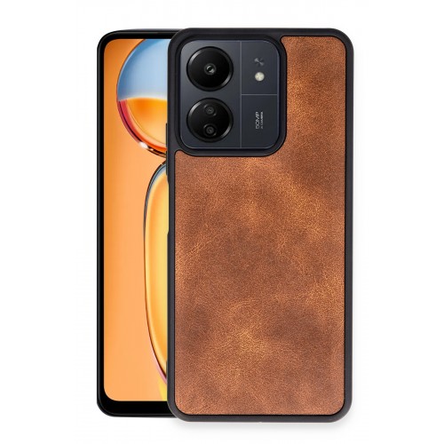 Newface Xiaomi Poco C65 Kılıf Aras Deri Kapak - Taba