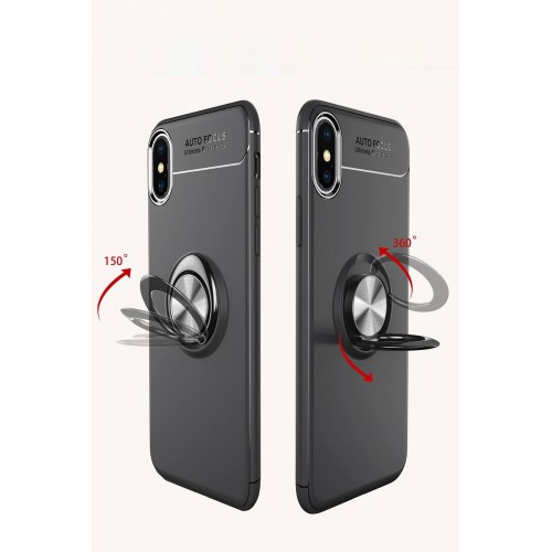 Newface iPhone XS Max Kılıf Range Yüzüklü Silikon - Siyah-Mavi Newface iPhone XS Max Kılıf Range Yüzüklü Silikon - Siyah-Mavi
