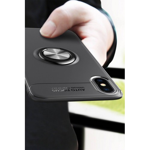 Newface iPhone XS Max Kılıf Range Yüzüklü Silikon - Siyah-Mavi Newface iPhone XS Max Kılıf Range Yüzüklü Silikon - Siyah-Mavi