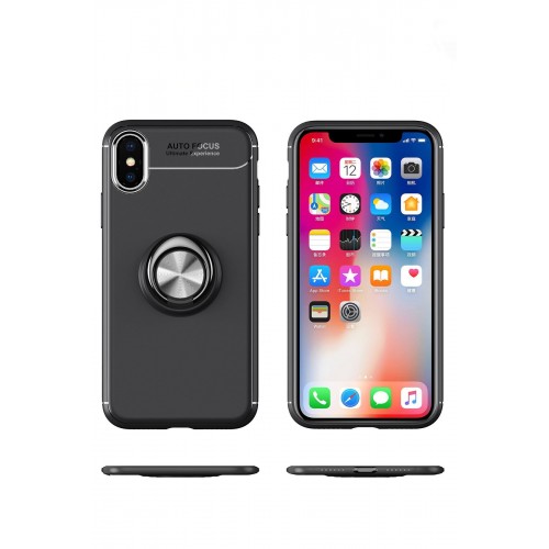 Newface iPhone XS Max Kılıf Range Yüzüklü Silikon - Siyah-Mavi Newface iPhone XS Max Kılıf Range Yüzüklü Silikon - Siyah-Mavi